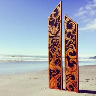 1 New Zealand Story Flute Pair - Koru and Pohutukawa  $629